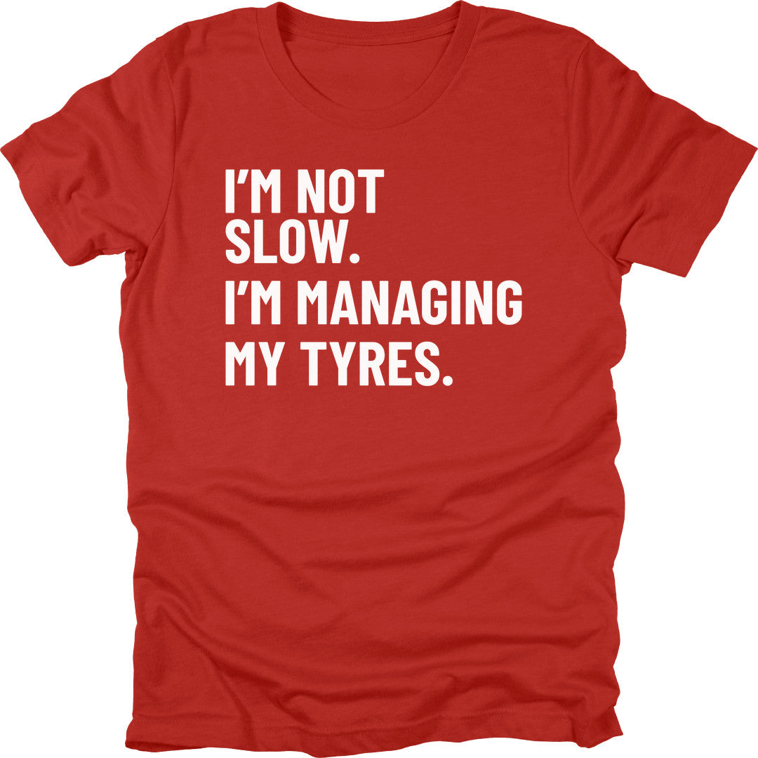 Managing My Tyres t-shirt in Red