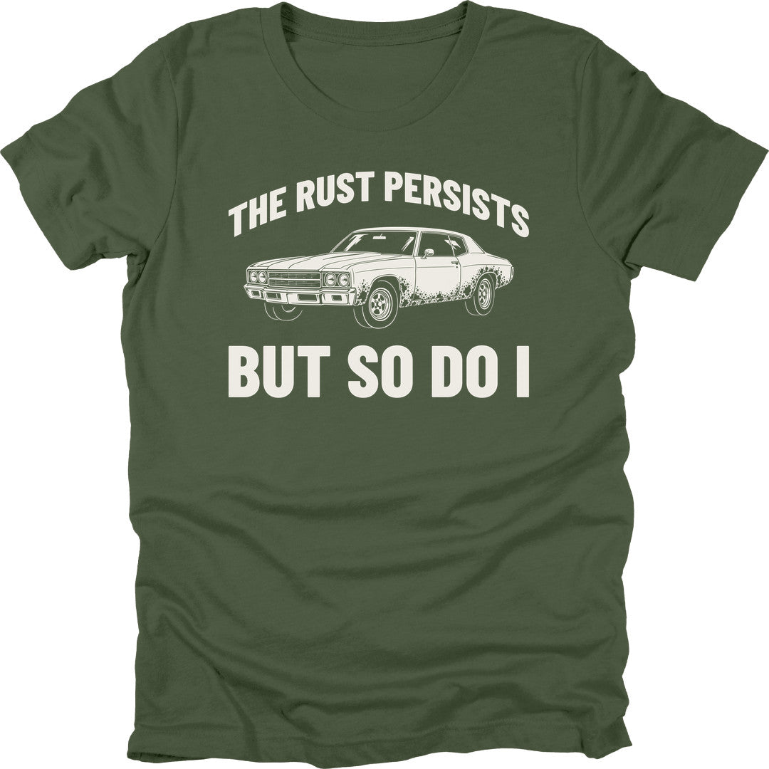 Rust Persists t-shirt in Military Green