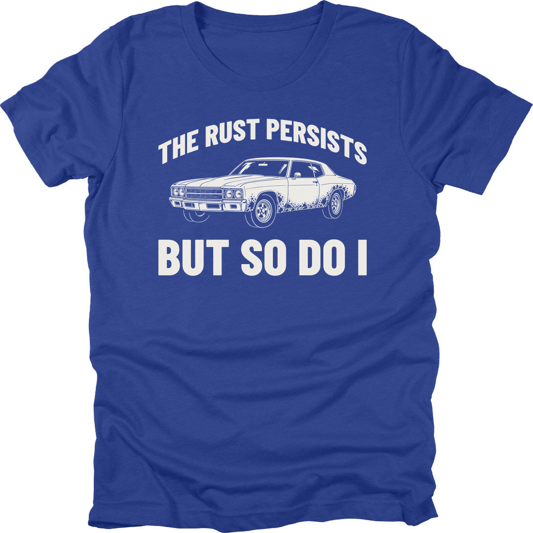 Rust Persists t-shirt in Royal